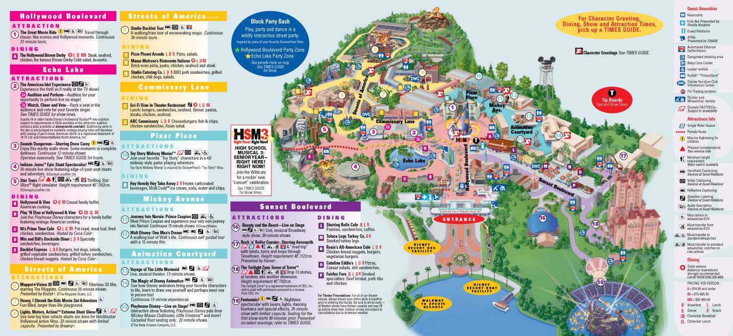 Disney's Hollywood Studios map. Copyright 2010 The Walt Disney Company.