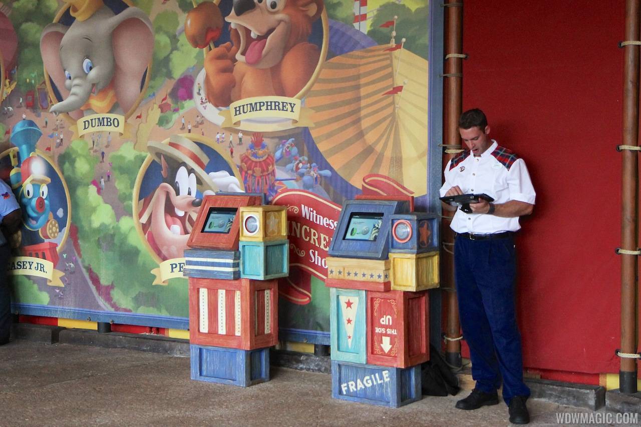 Storybook Circus FastPass kiosk and charging stations