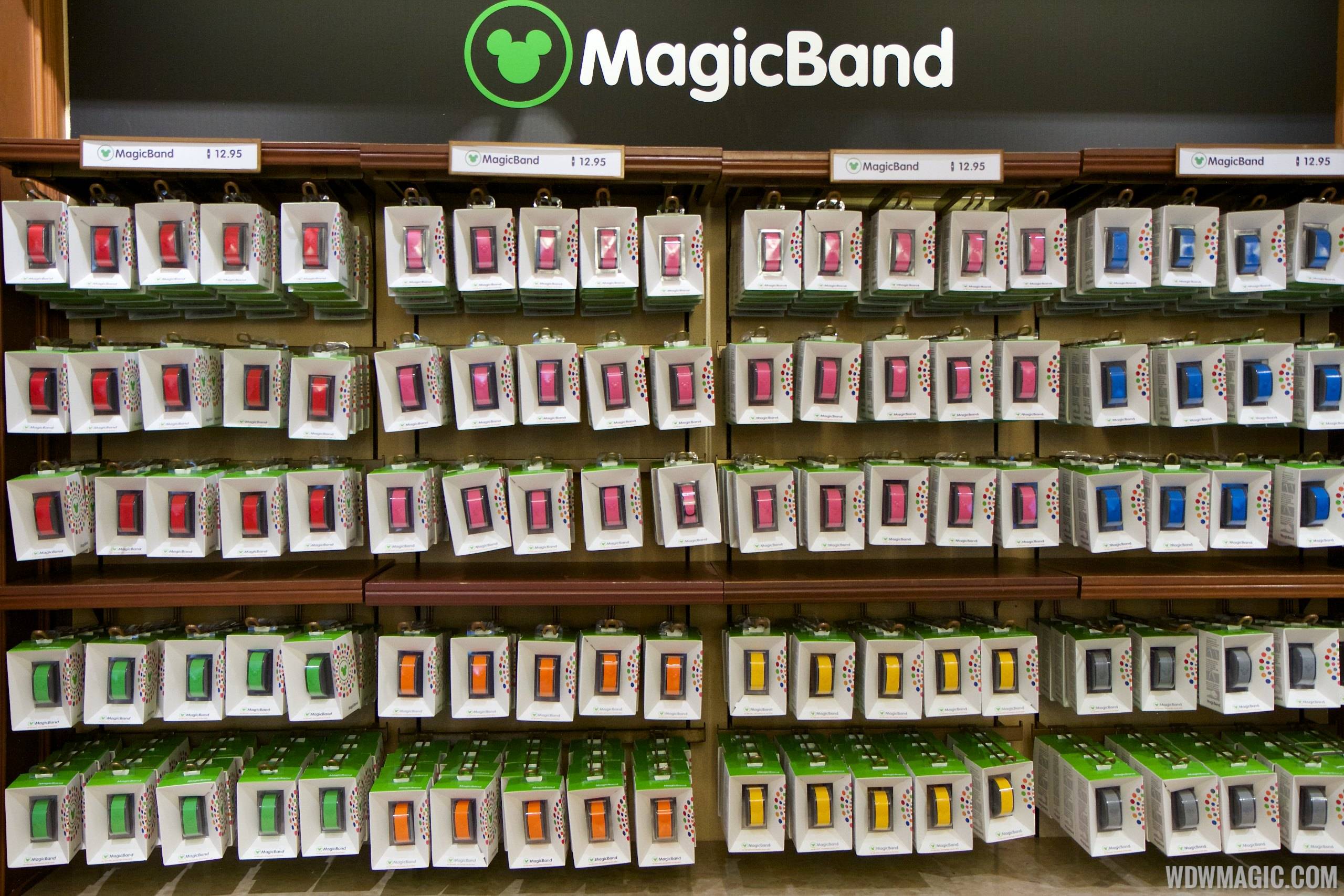 MagicBand retail display at the Magic Kingdom's Emporium