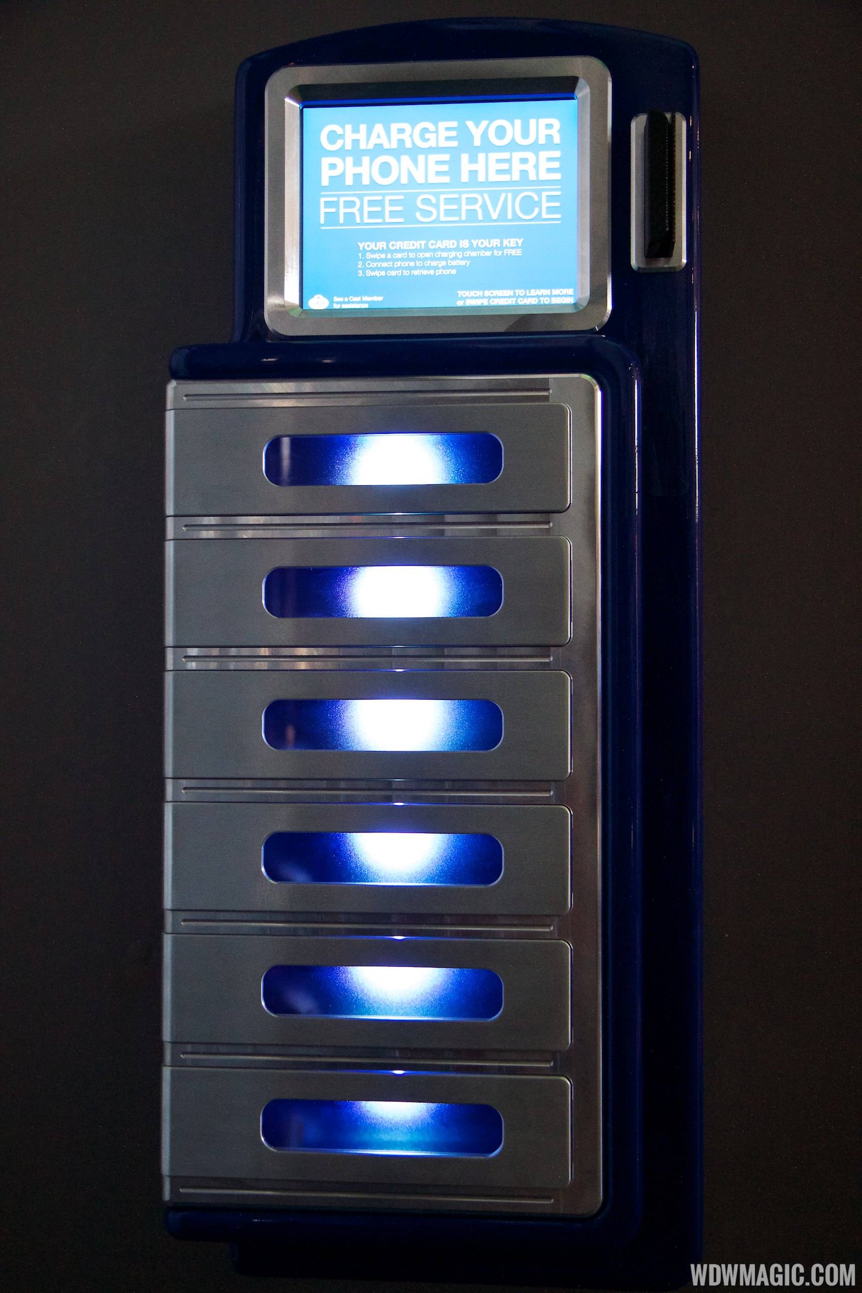 Charging kiosks in Tomorrowland