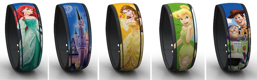 Ariel, Cinderella Castle, Belle, Tinker Bell, Woody and Buzz MagicBand