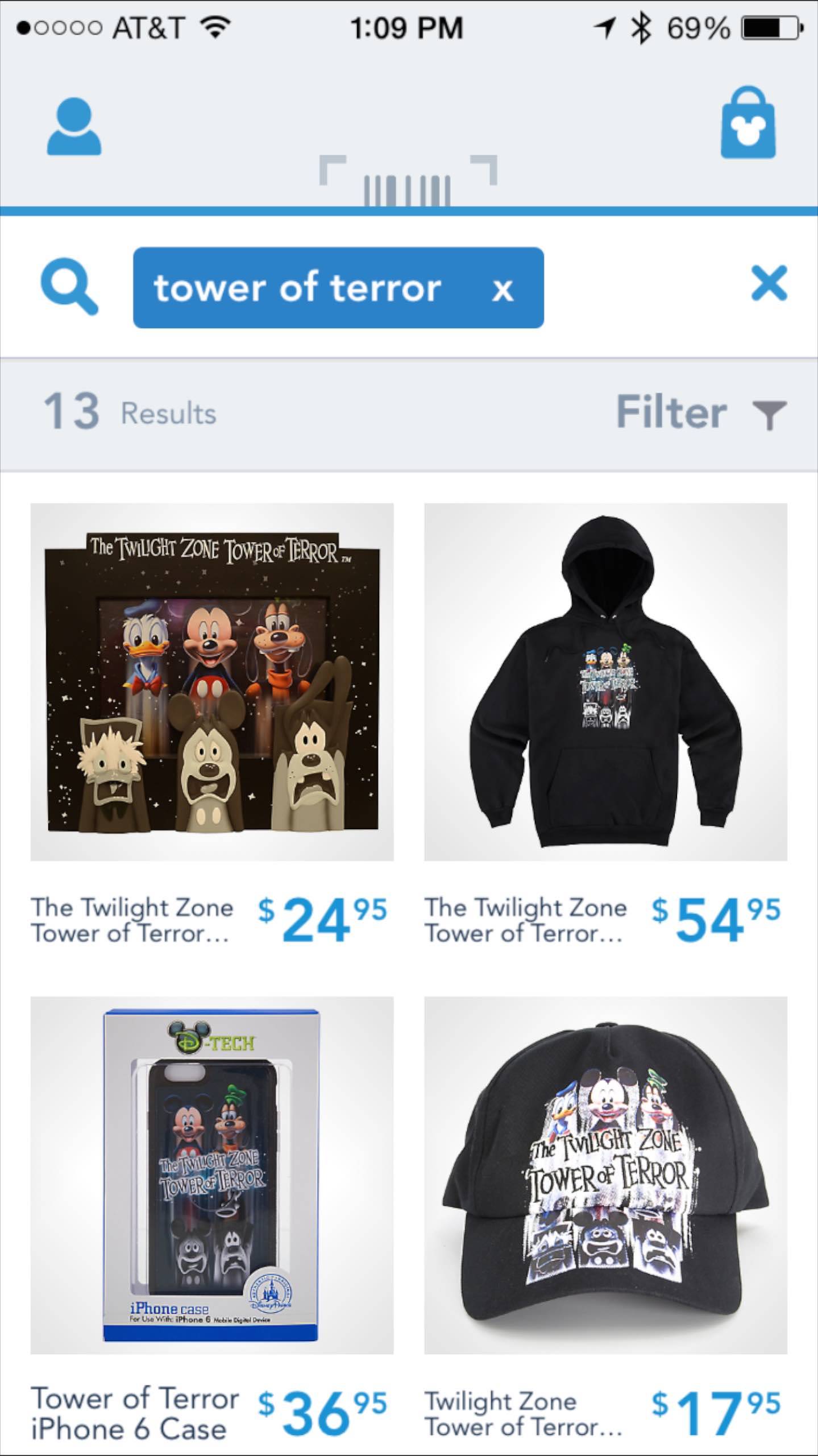 Shop Disney Parks app - Search for Tower of Terror