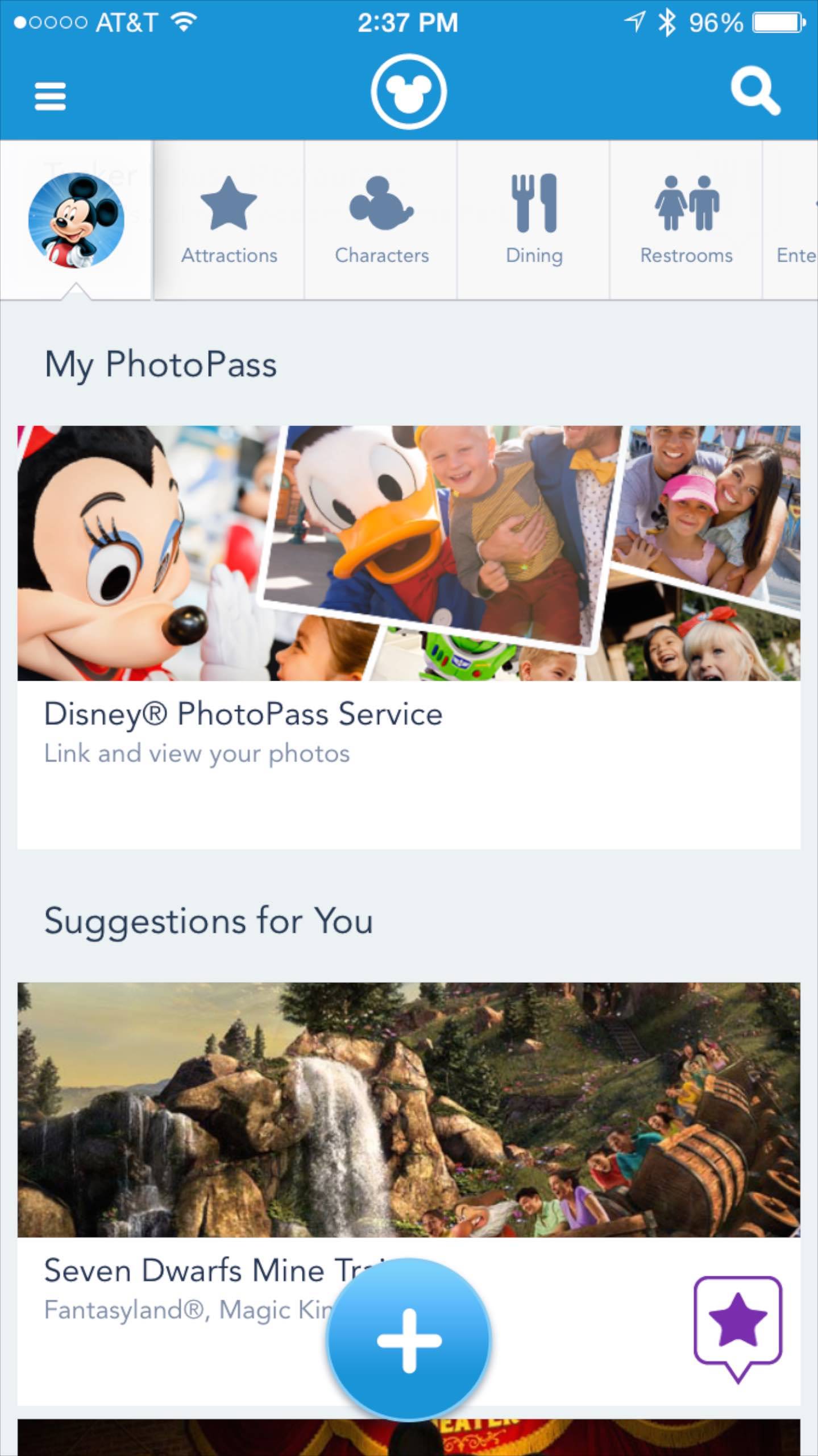 My Disney Experience PhotoPass screenshot - Home page