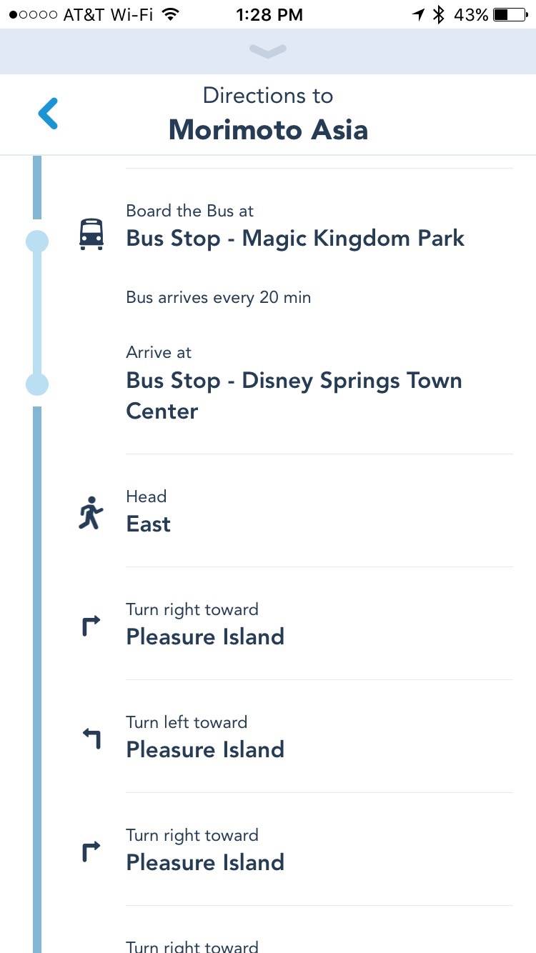 My Disney Experience - Get Directions feature