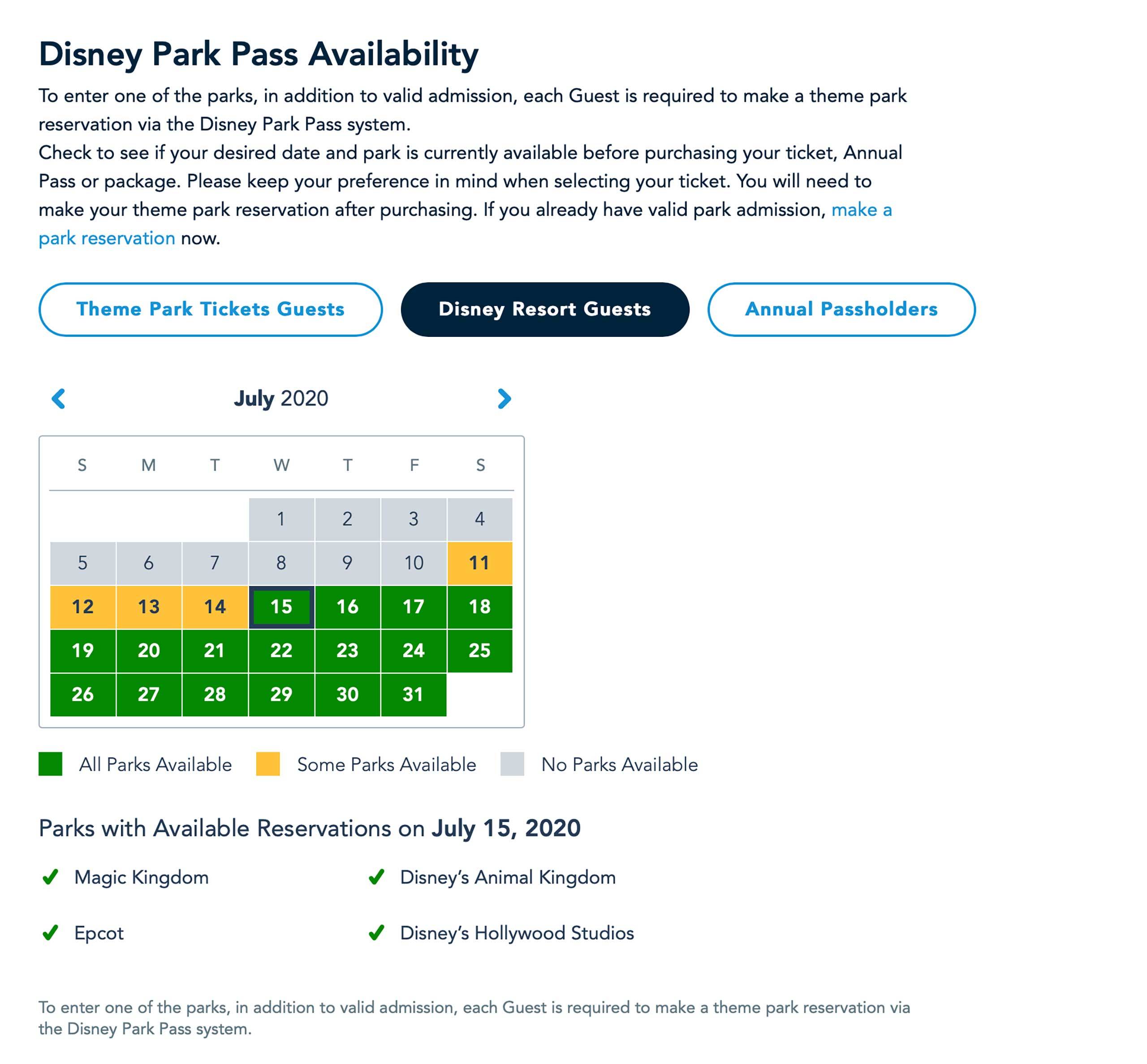 Disney Parks Pass system