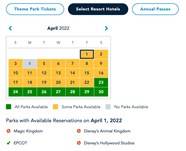 Walt Disney World Park Pass availability extremely limited during April 2022