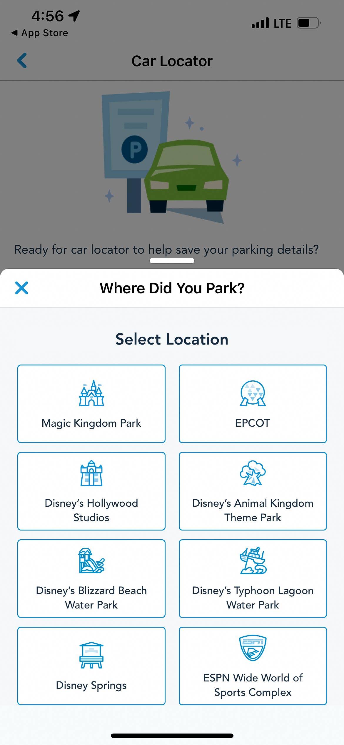 Car Locator in My Disney Experience