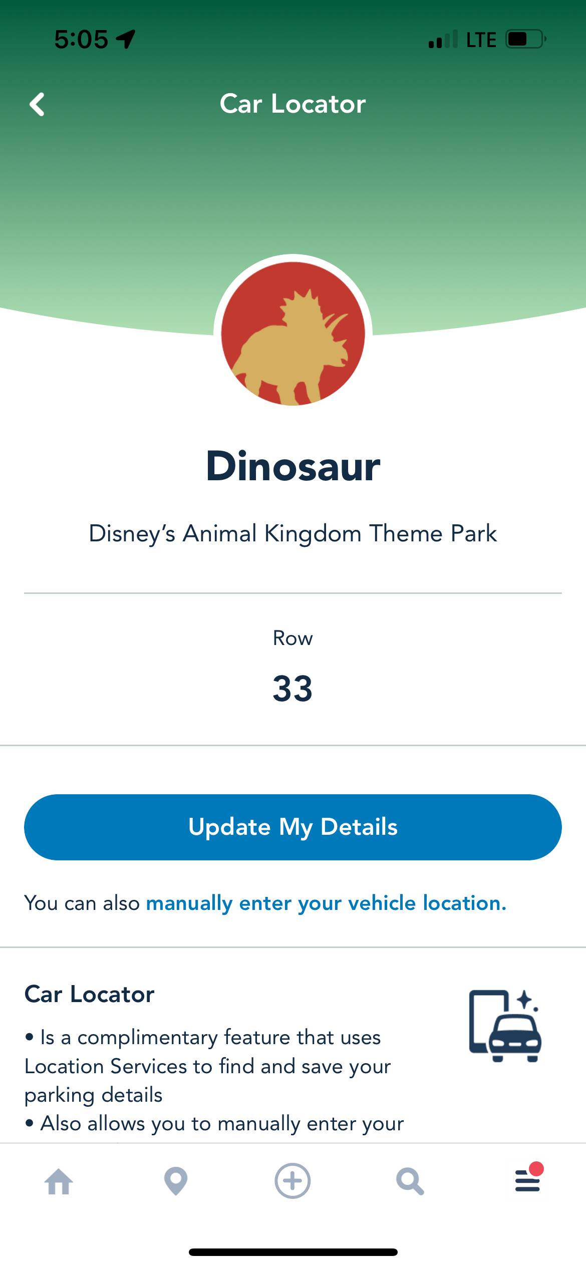 Car Locator in My Disney Experience