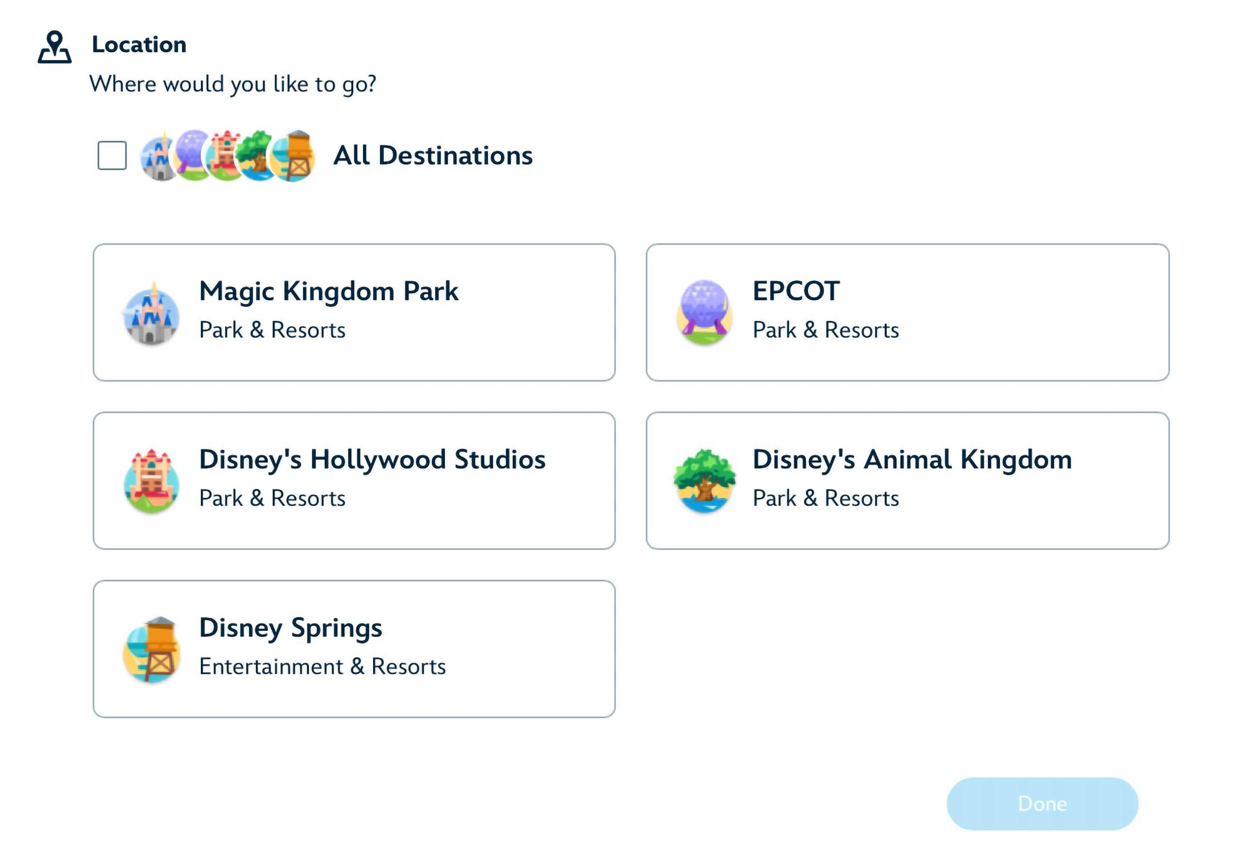 Walt Disney World Updated Dining Reservations with Multi-Day Calendar and Location Filters