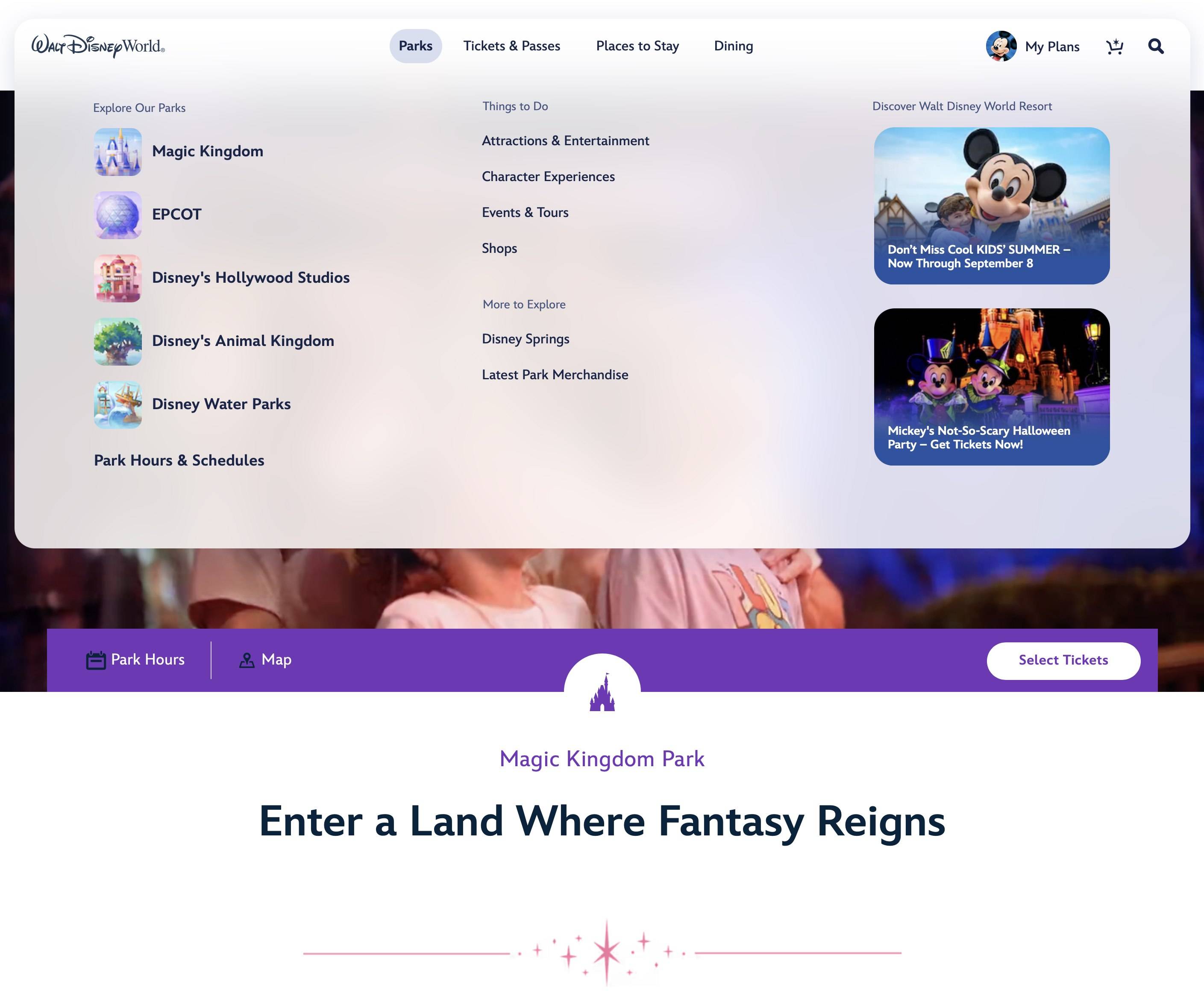 Disney World's Website Gets a Simplified Look