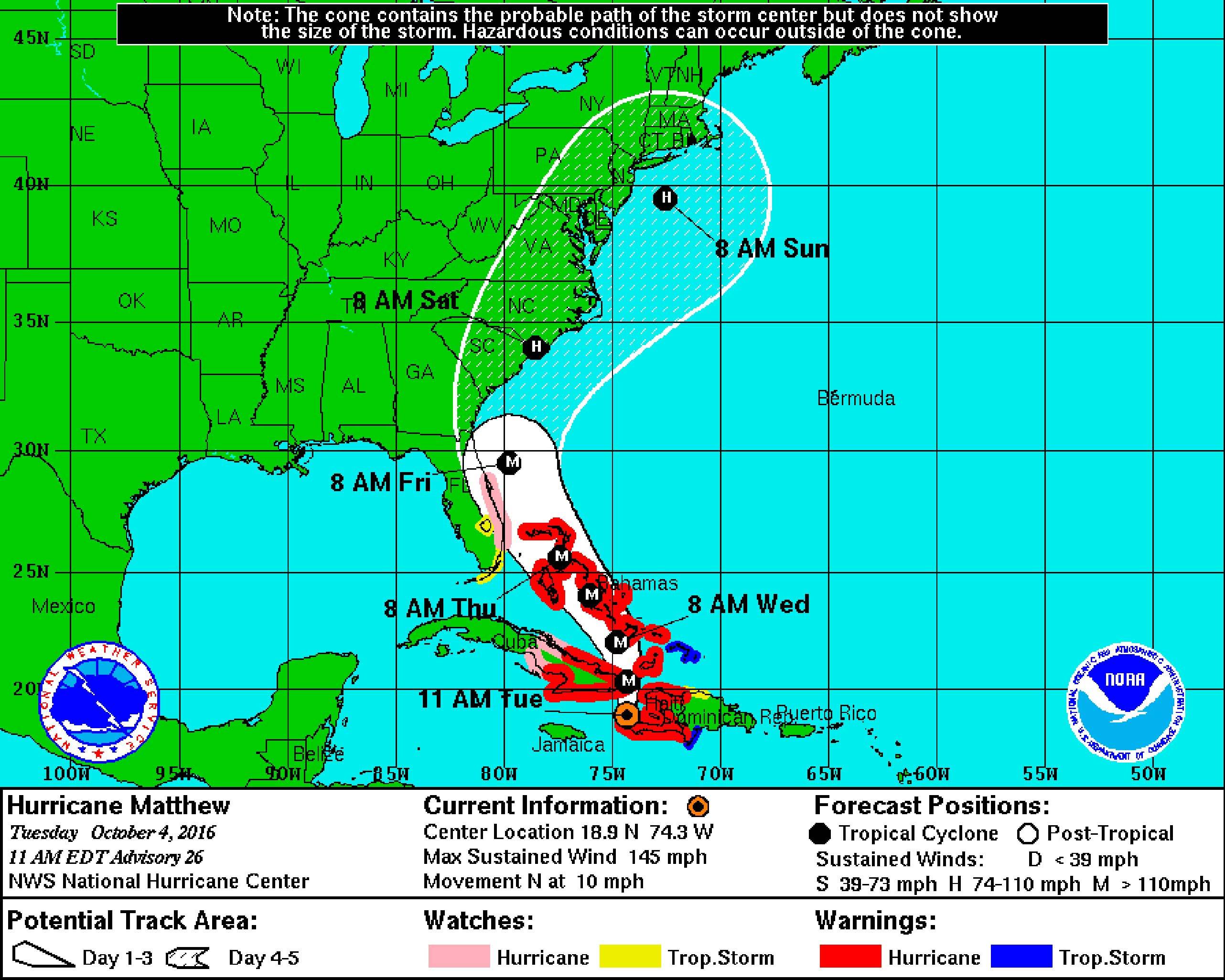 Hurricane Warning issued for the theme park areas
