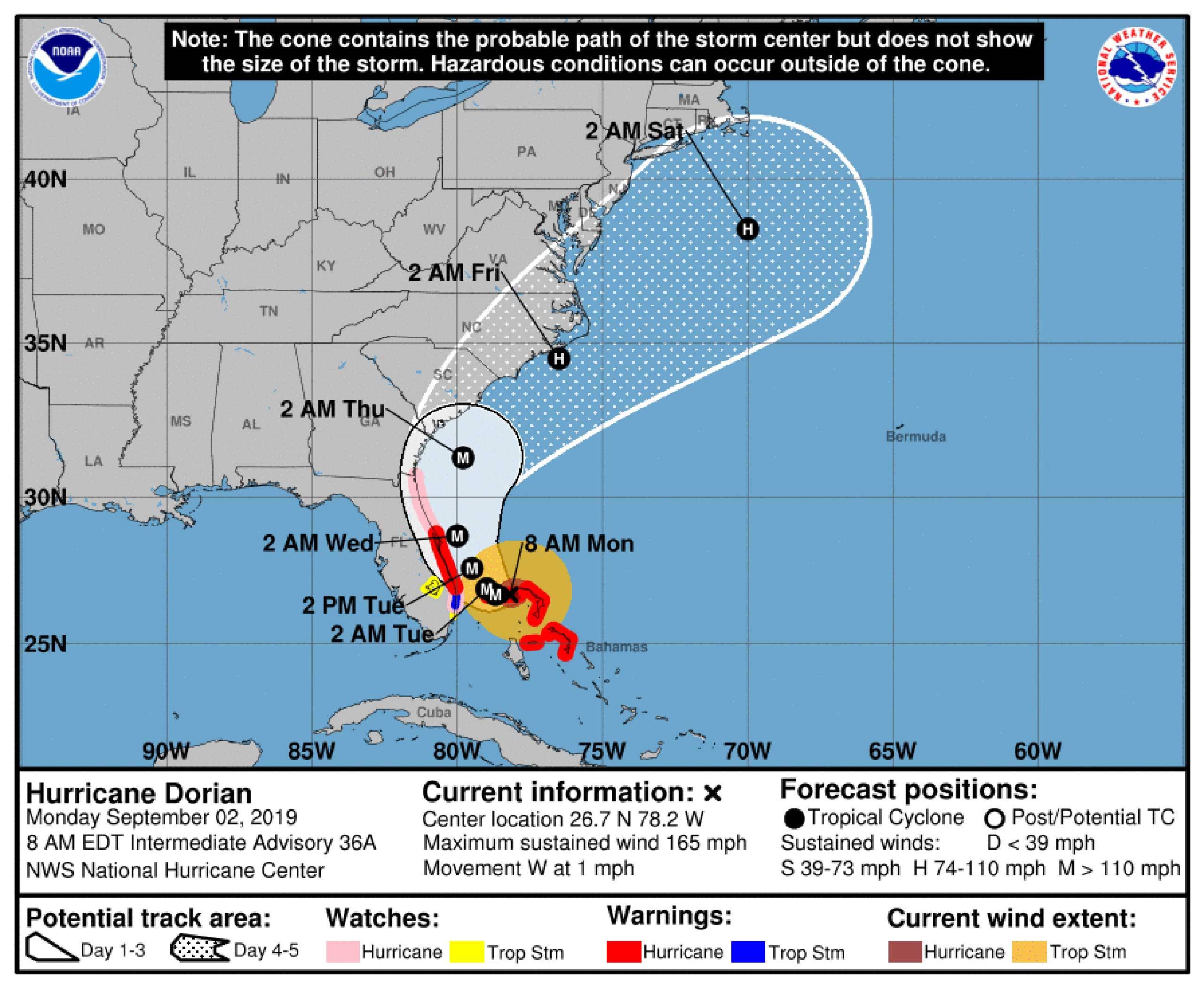 Tropical Storm Dorian 8am 2 September 2019