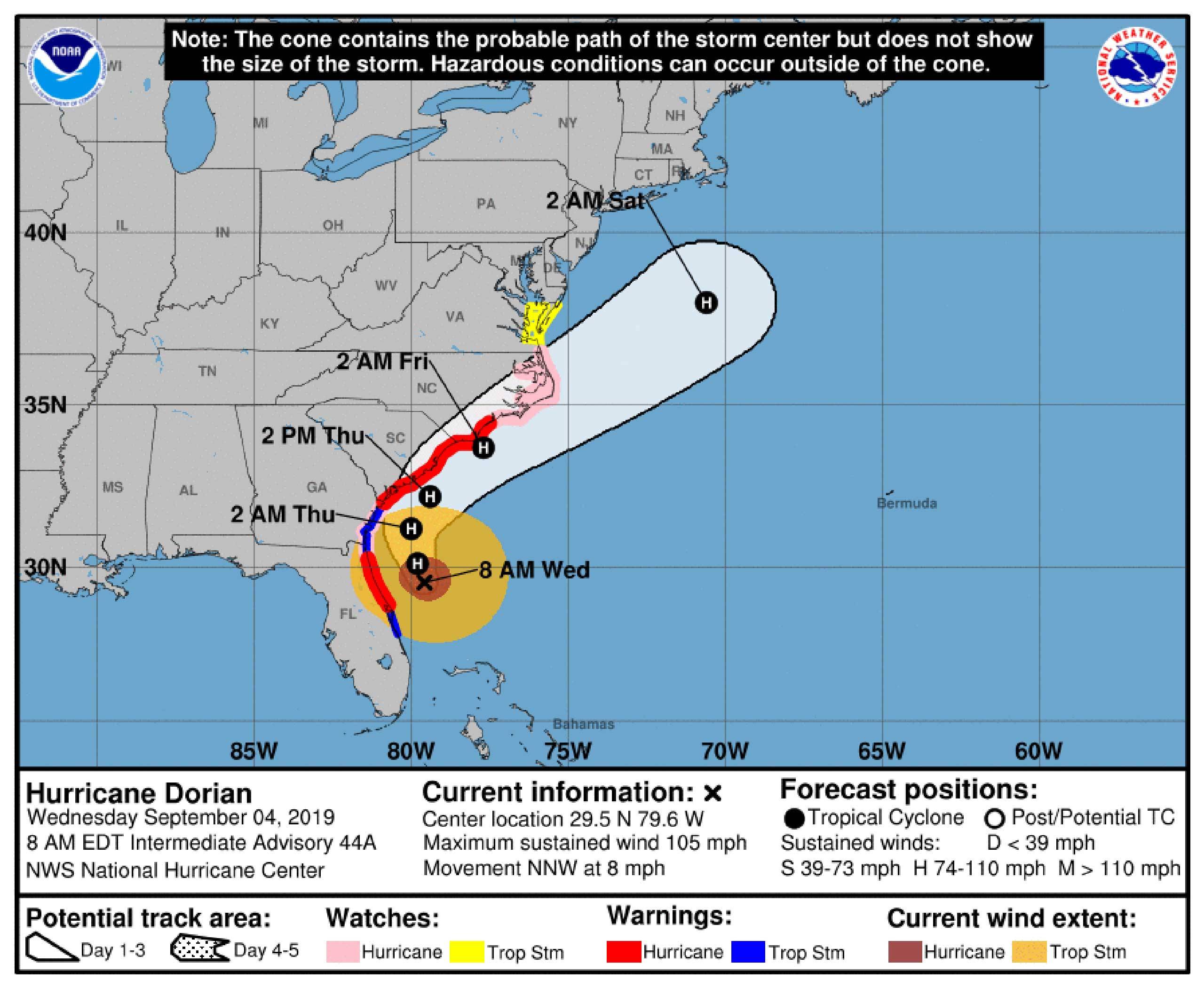 Hurricane Dorian 8am 4 September 2019