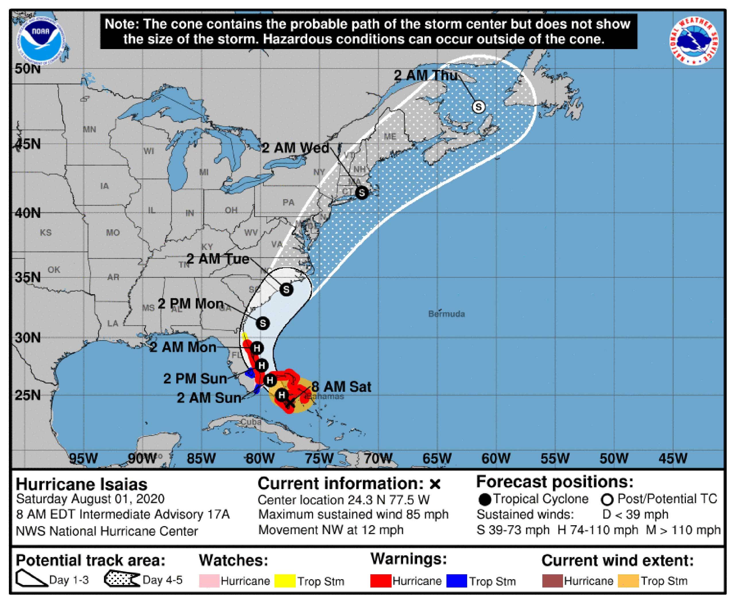 Hurricane Isaias August 1 2020 8am