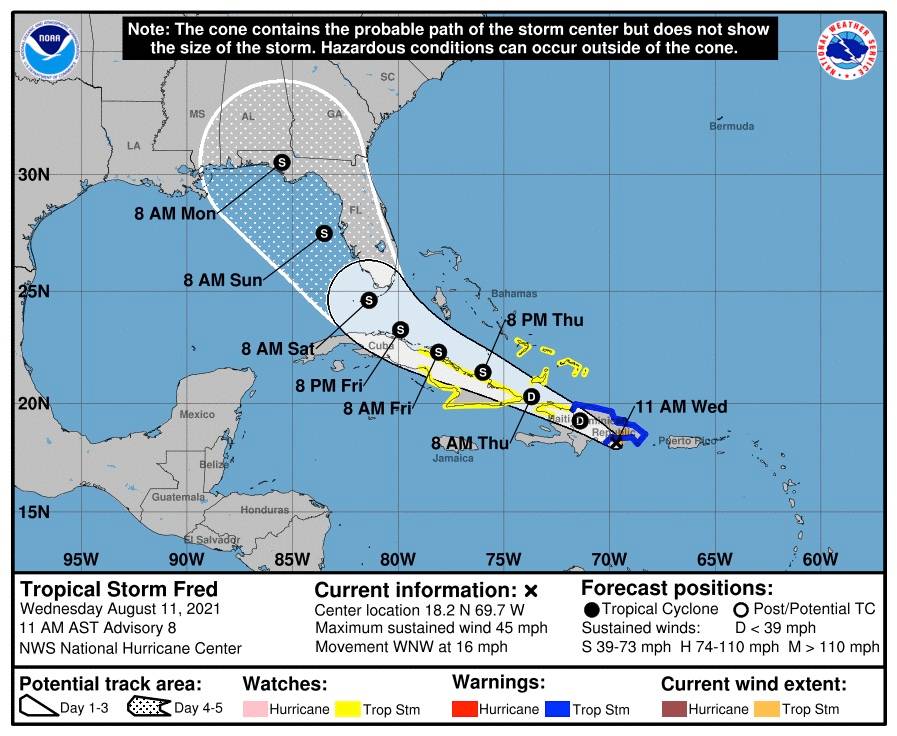 Tropical Storm Fred may impact the Disney theme park areas in Florida this weekend