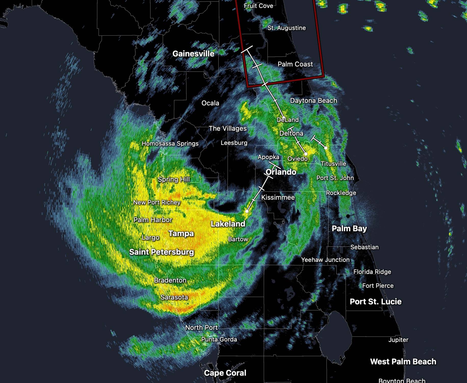 Hurricane Nicole radar - November 10 10am
