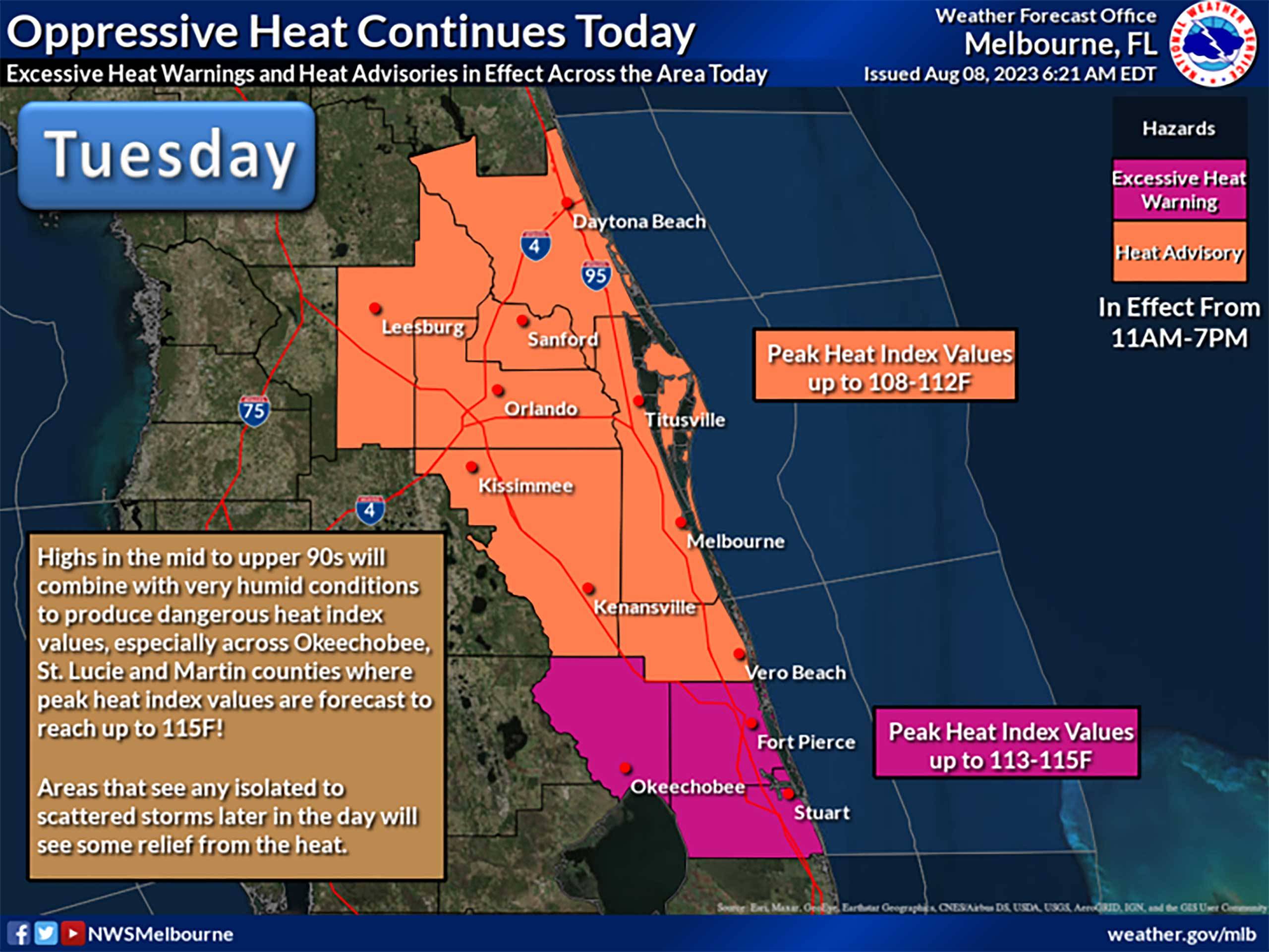 Peak heat index to hit 112F at Walt Disney World theme parks this week