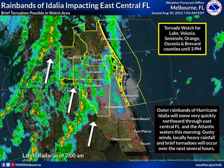 Tornado Watch now in effect for Walt Disney World as Hurricane Idalia makes landfall