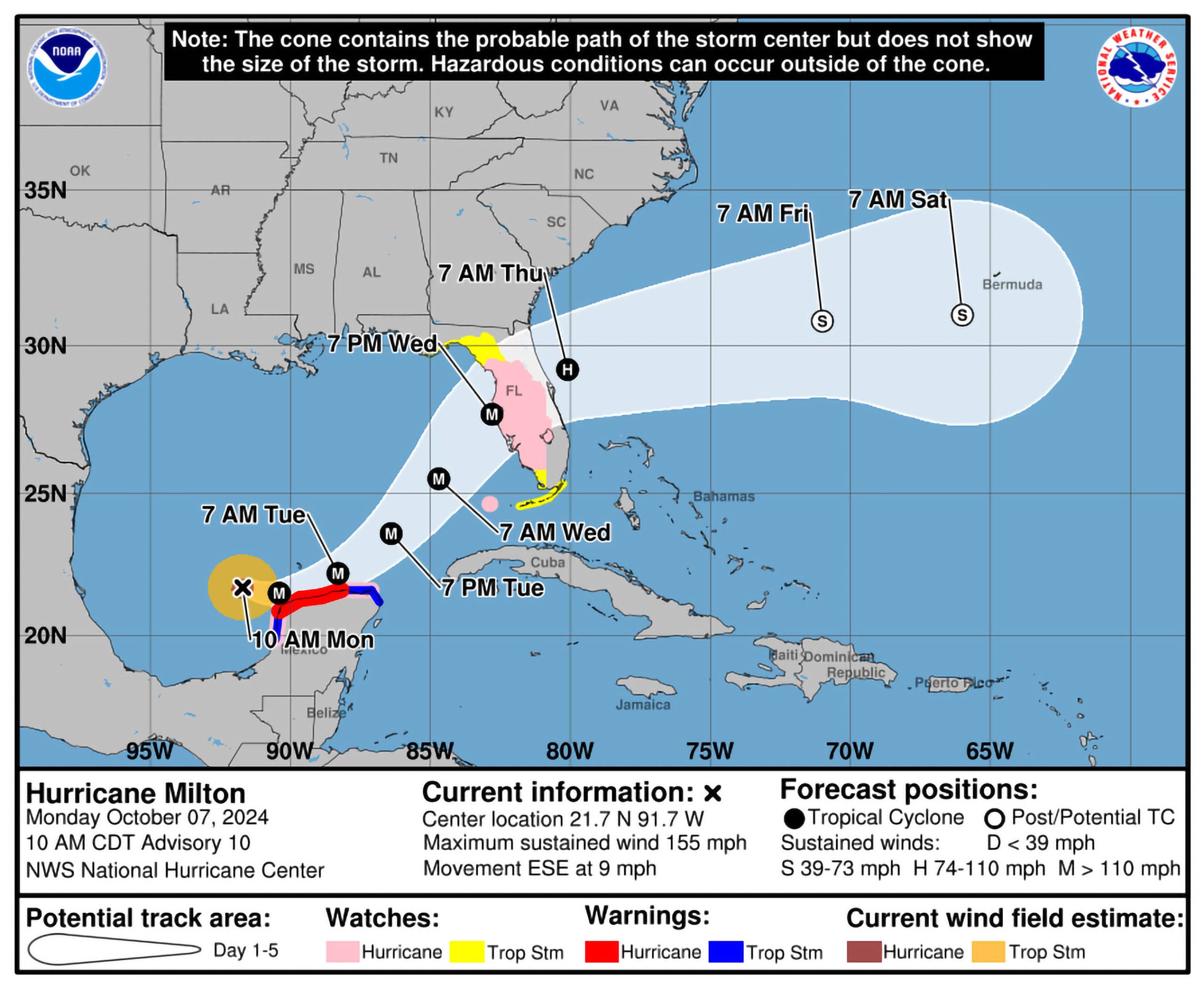 Hurricane Milton - October 7, 10am