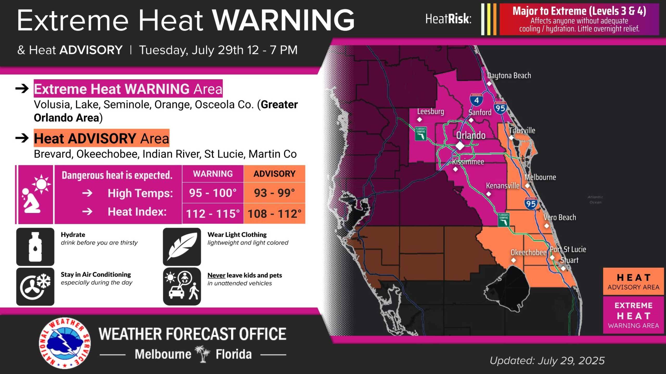 Extreme Heat Warning Issued for Walt Disney World as Heat Index Nears 115°F