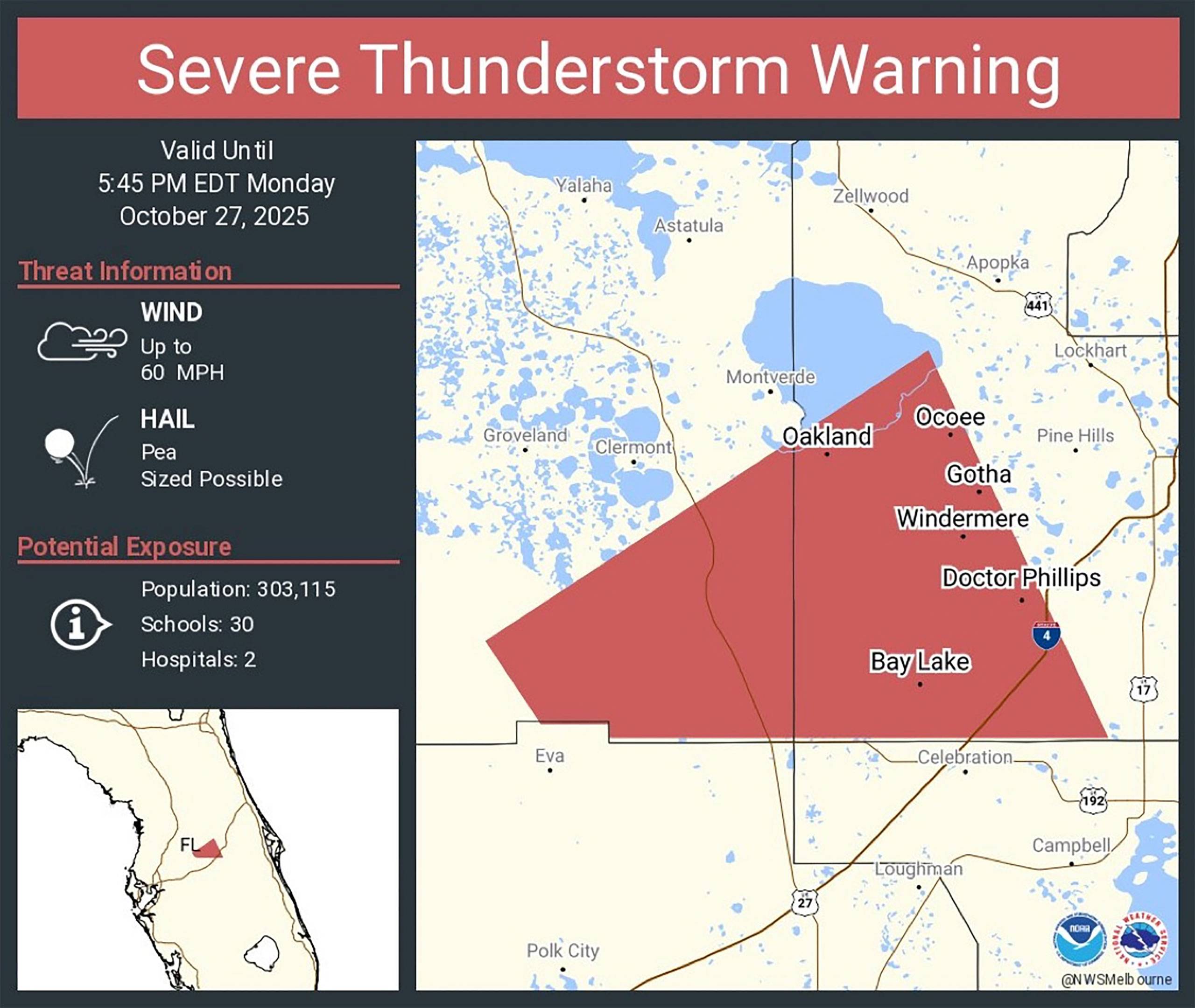 Strong Storms Move Toward Walt Disney World With 60 MPH Wind Gusts