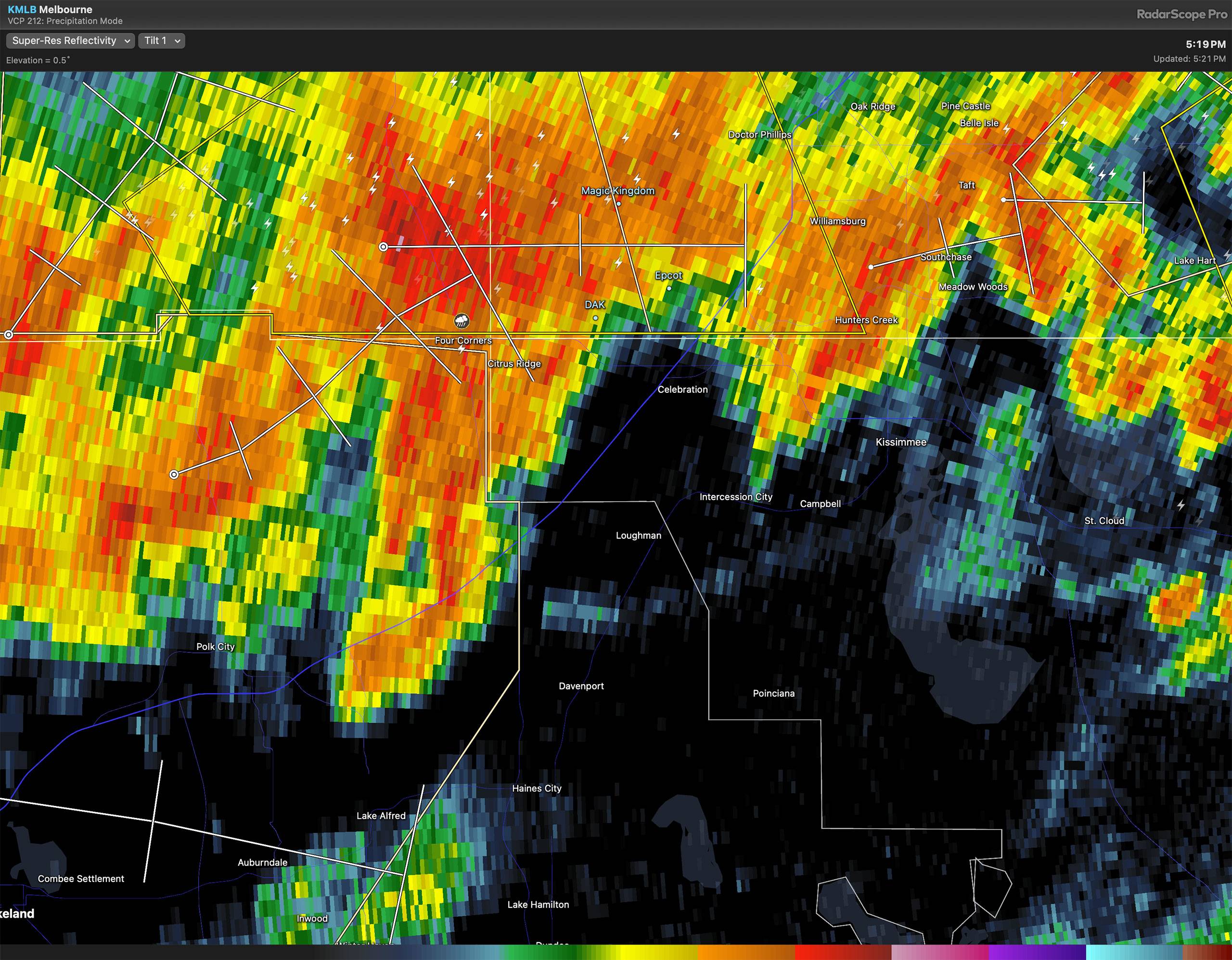 Strong Storms Move Toward Walt Disney World With 60 MPH Wind Gusts
