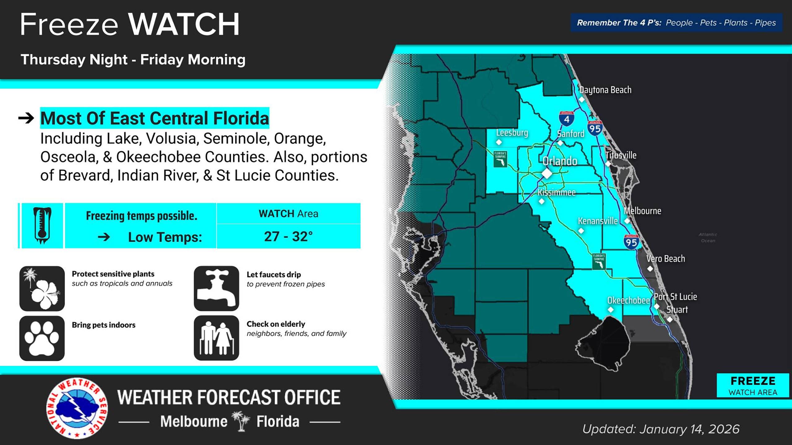 Freeze Warning Issued for Walt Disney World Area - Wind Chills of 23°F