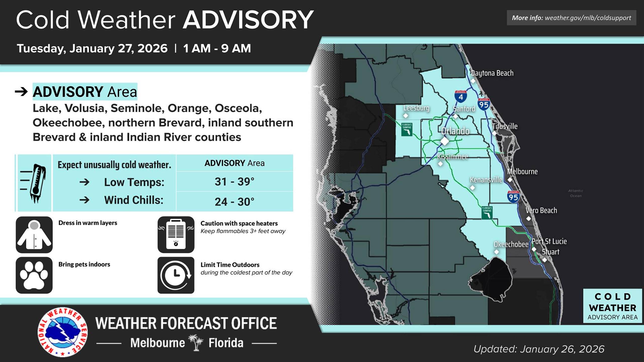 Cold Weather Advisory January 27 2026