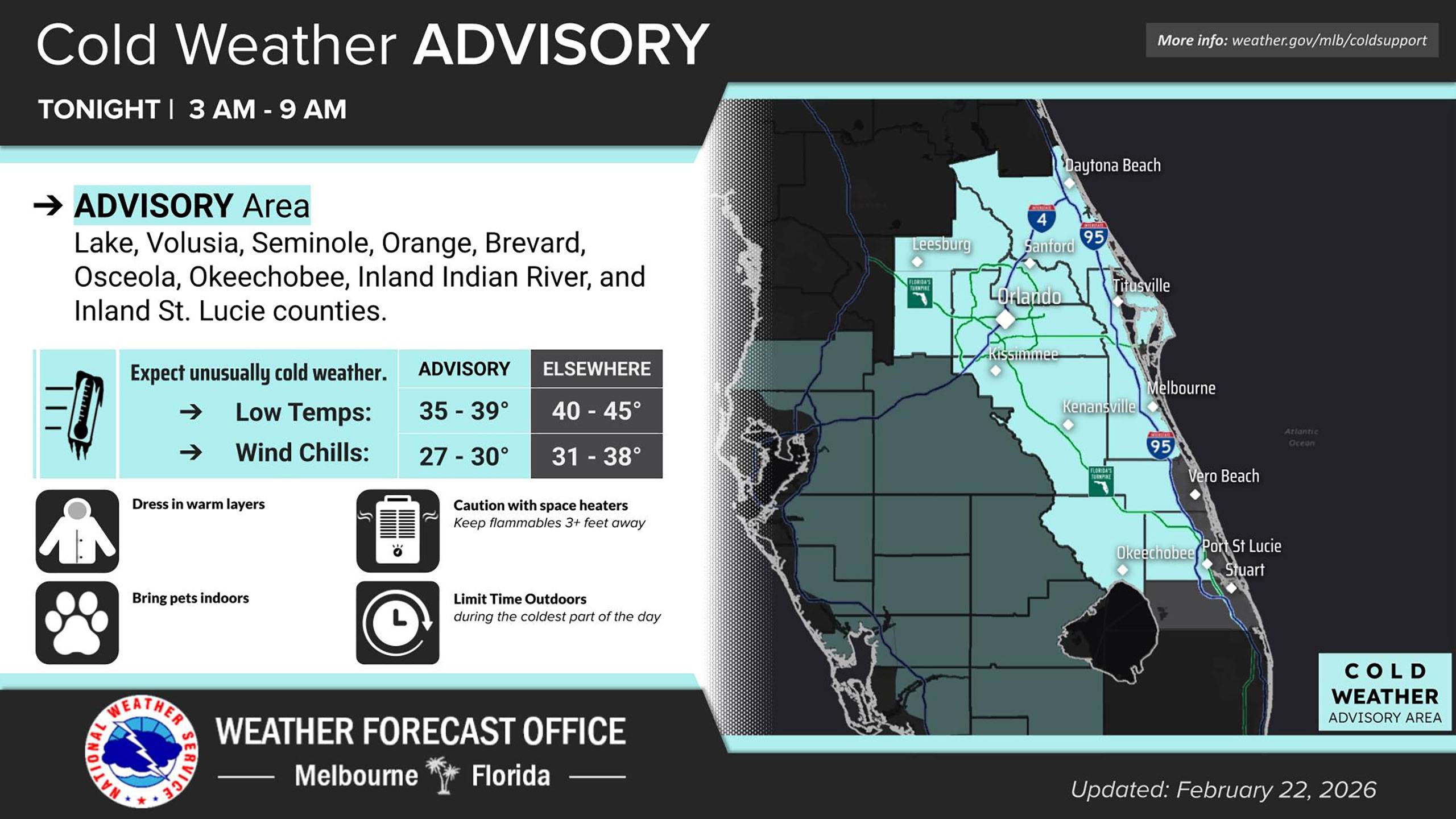 Cold Weather Advisory and Freeze Watch Issued for Walt Disney World Area