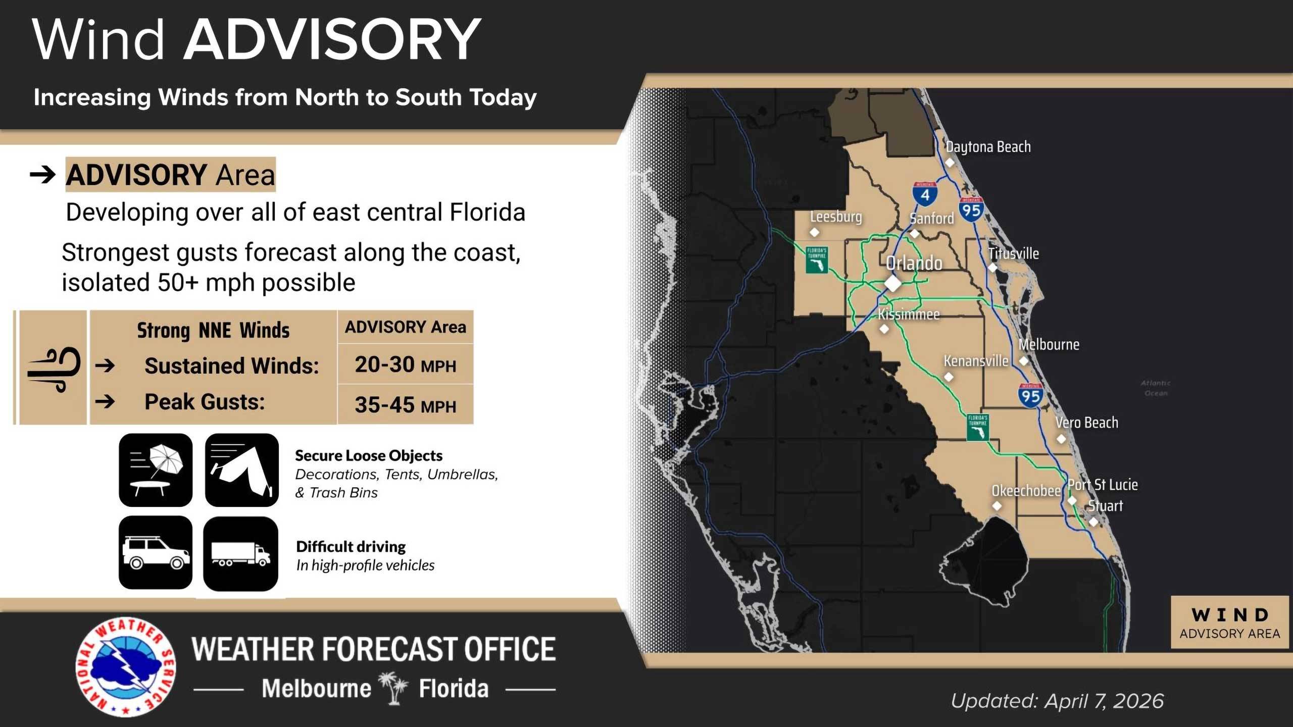 Gusts Up to 45 MPH Expected at Walt Disney World Today - Wind Advisory in Effect