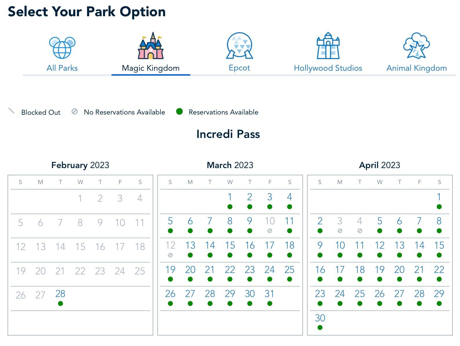 Disney Park Pass availability for Passholders in March 2023
