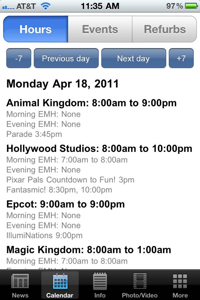 WDWMAGIC iPhone App updated with new Calendar features