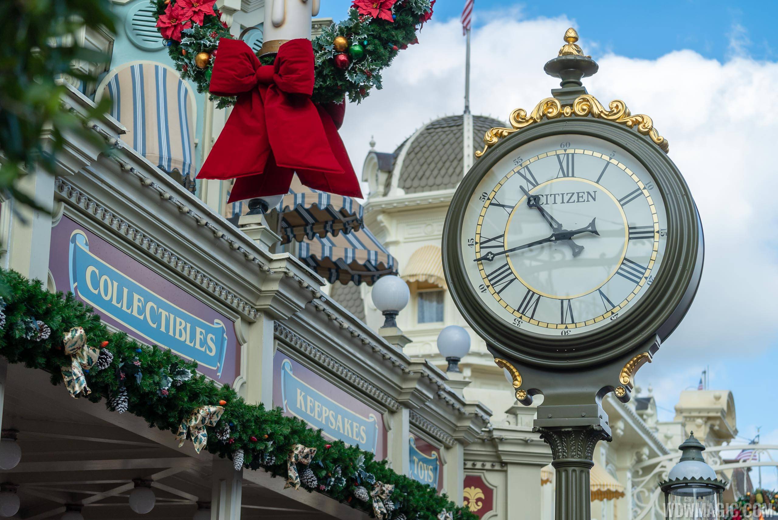 Newly branded Citizen in-park clock on Main Street U.S.A.