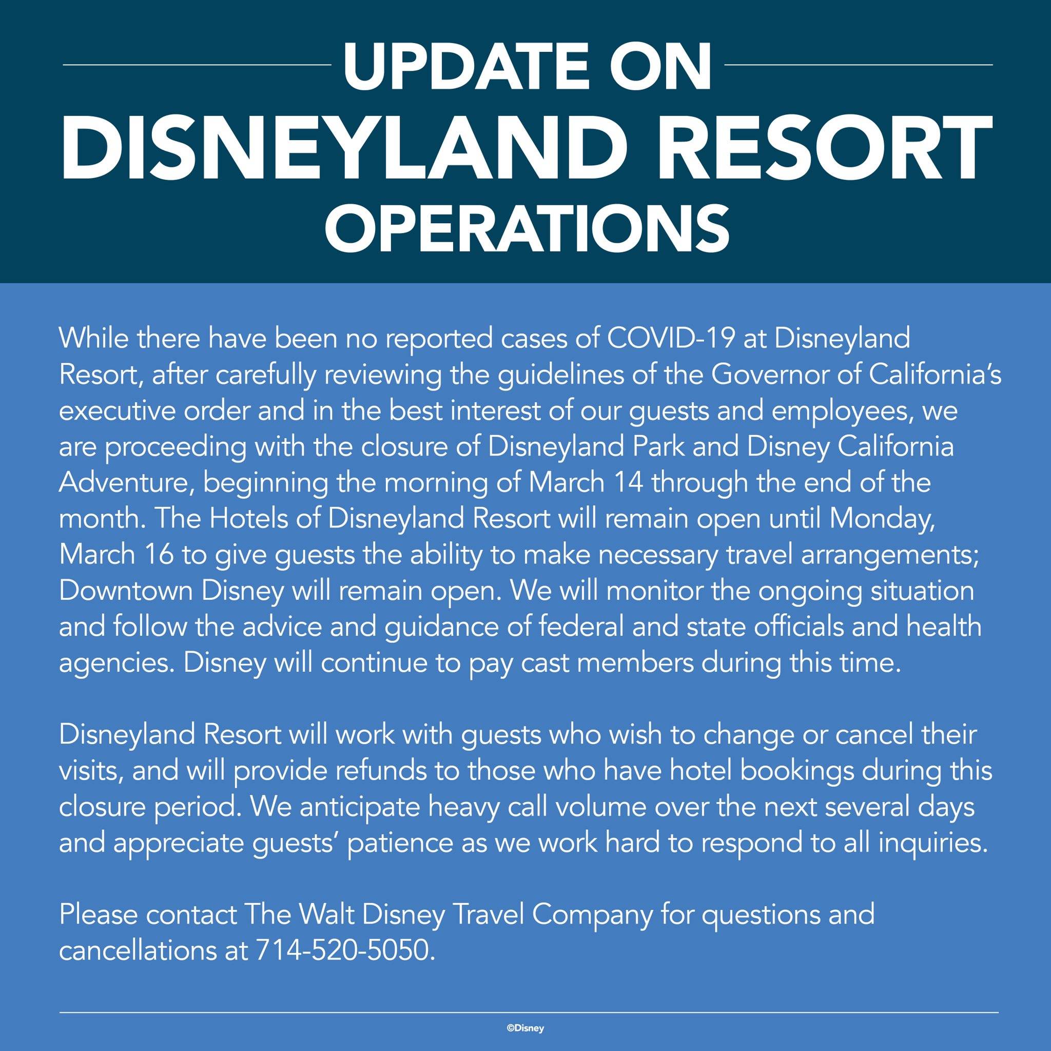 Disneyland closed due to Coronavirus