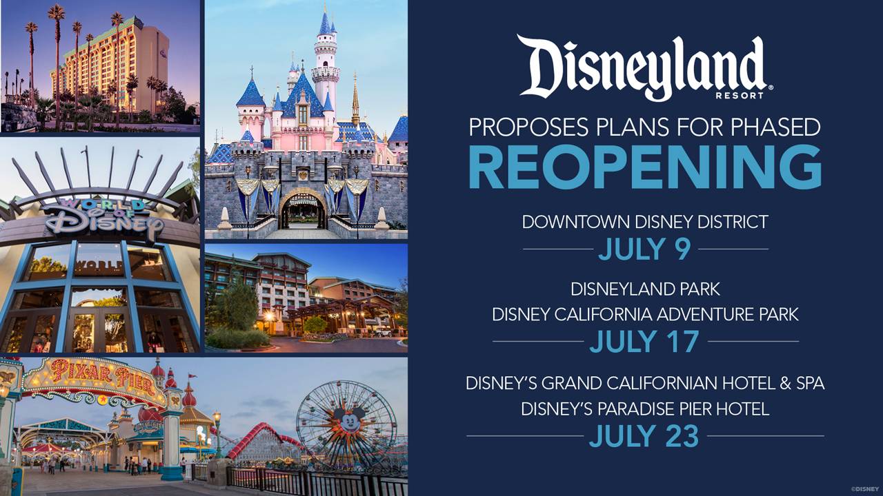 Disneyland Resort in California plans to begin phased reopening July 9