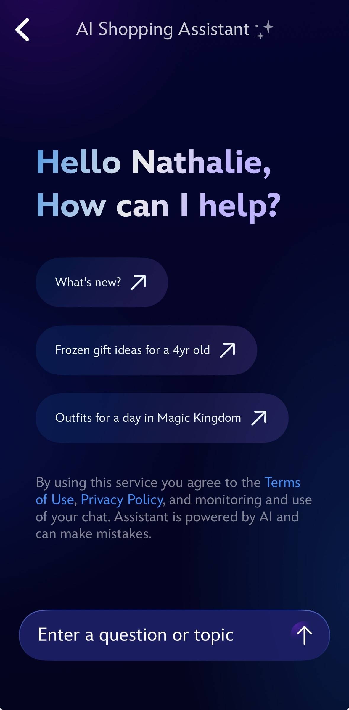 Disney Store AI Personal Shopping Assistant: First Look