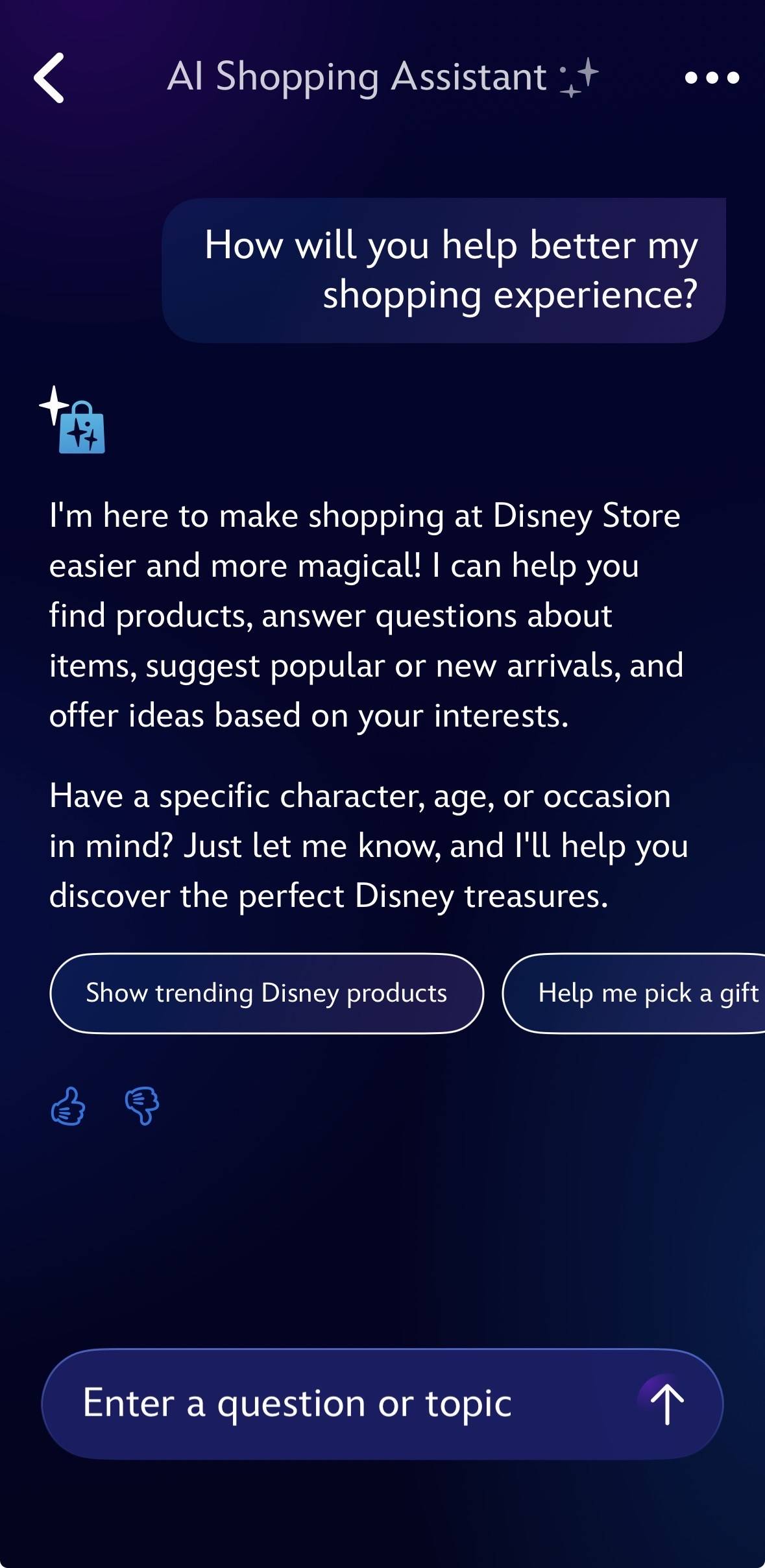 Disney Store AI Personal Shopping Assistant: First Look