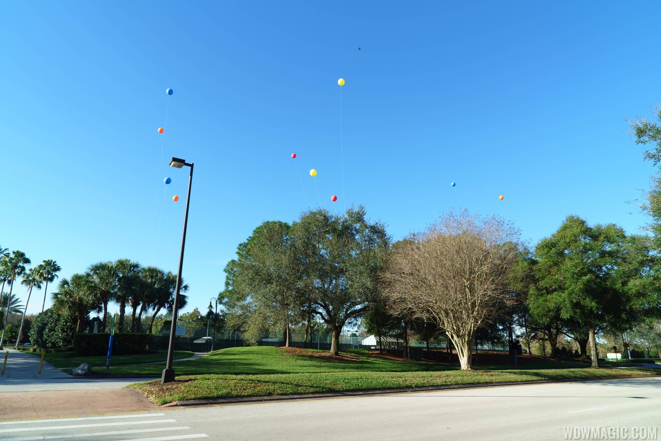 Height test balloons over parking lot