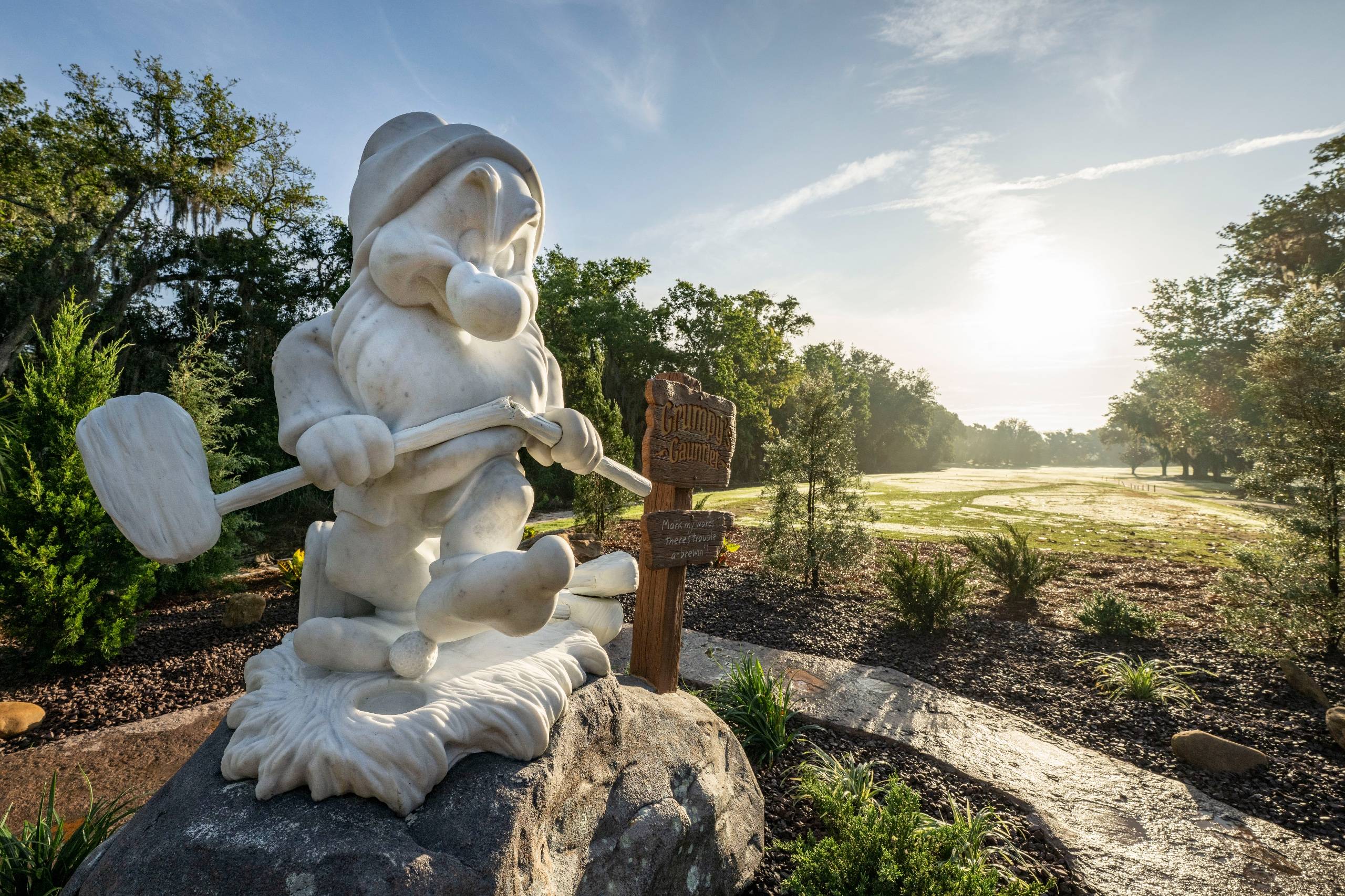 Grumpy's Gauntlet Statue and Merchandise at Disney's Magnolia Golf Course