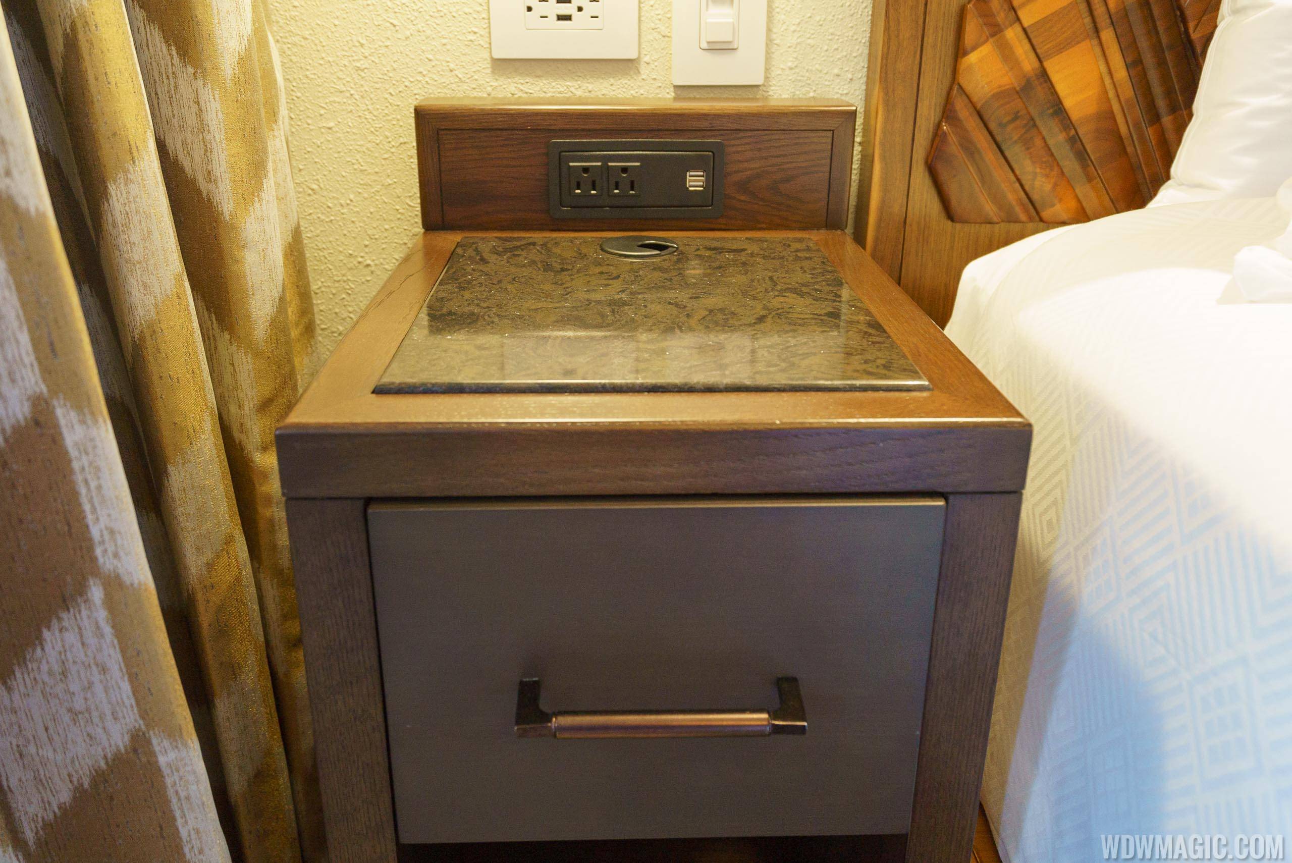 Copper Creek Villas and Cabins at Disney's Wilderness Lodge - 3 Bedroom Grand Villa Third Bedroom Nightstand with USB ports