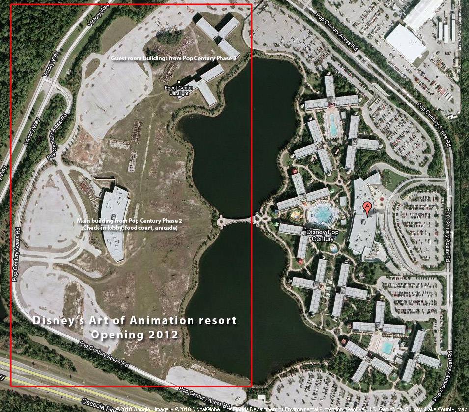 Disney’s Art of Animation Resort construction area satellite view