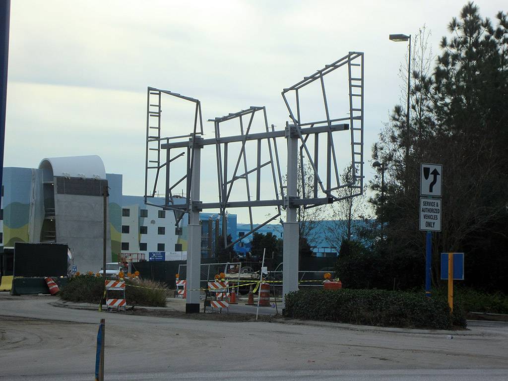 PHOTOS - Main entrance signage under construction at Disney's Art of Animation Resort
