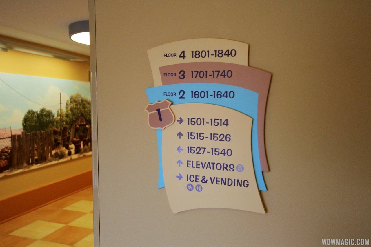 Room directory in the Cars section of Disney's Art of Animation Resort