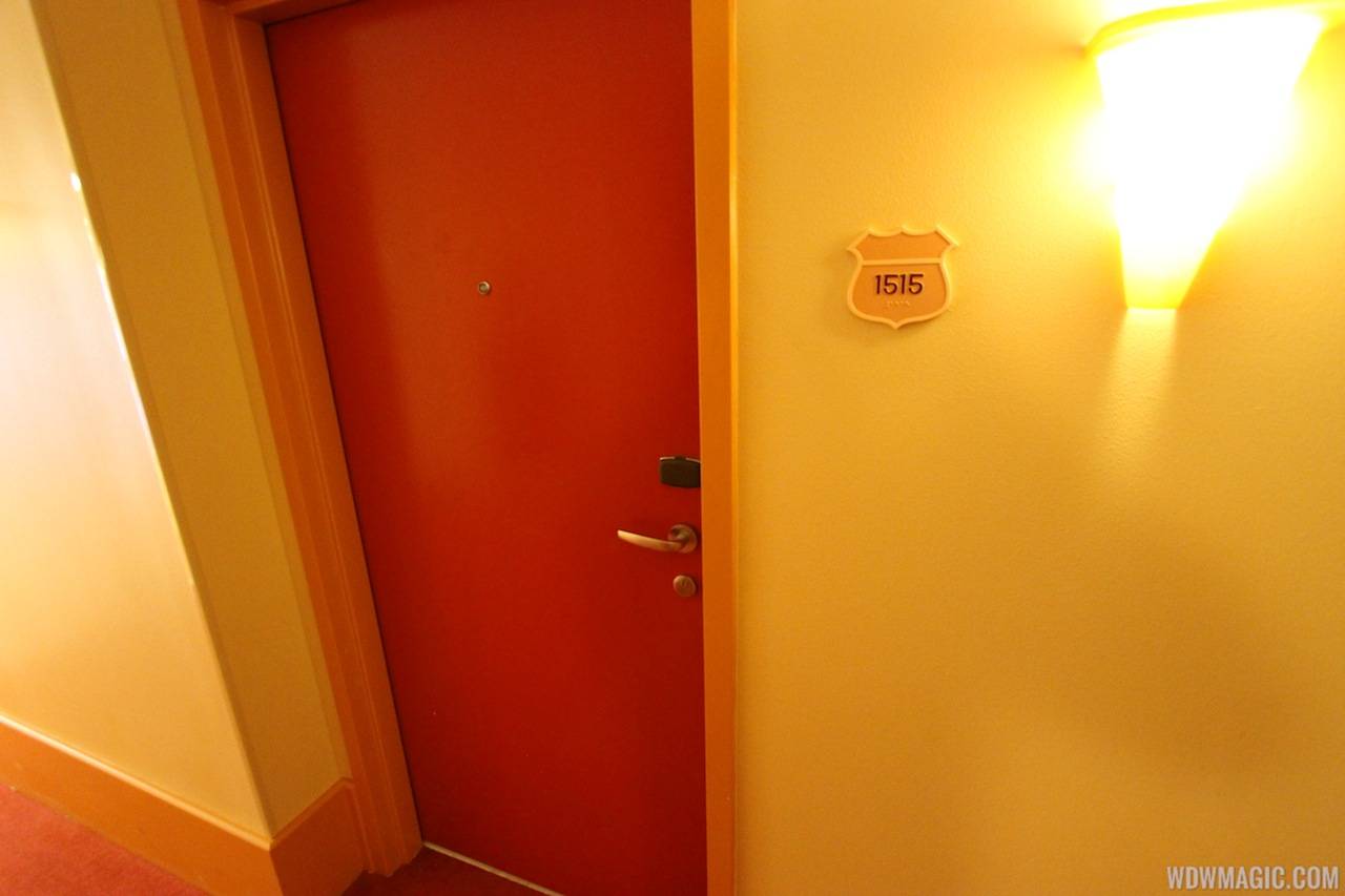 RFID locks on the doors of the Cars section rooms at Disney's Art of Animation Resort