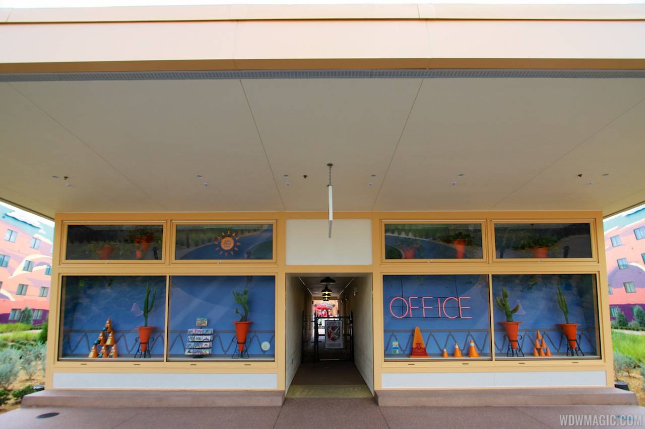The Cozy Cone Motel office in the Cars section at Disney's Art of Animation Resort