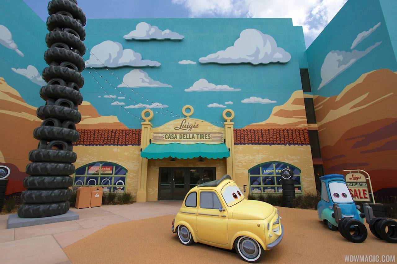 Luigi and Guido in the Cars section of Disney's Art of Animation Resort