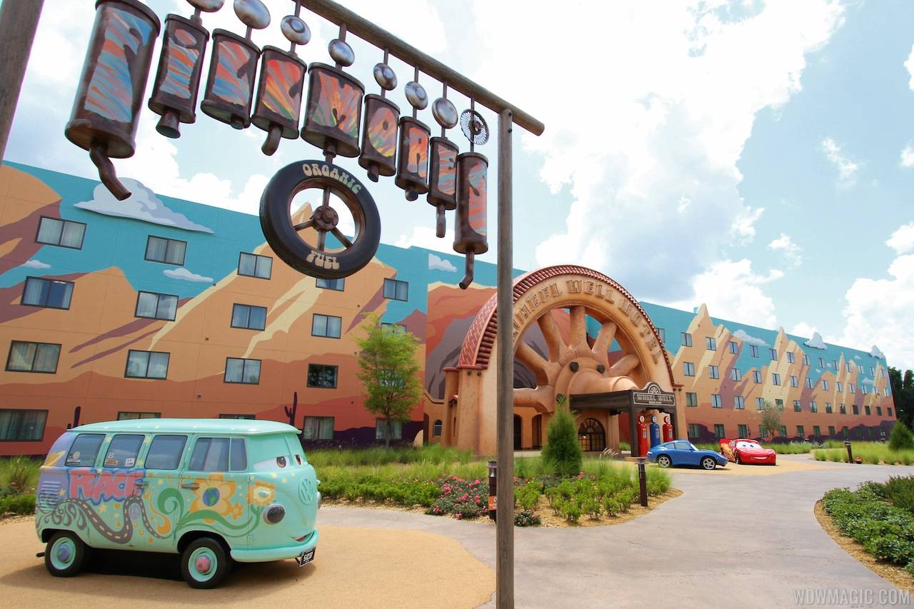 Fillmore in the Cars section of Disney's Art of Animation Resort