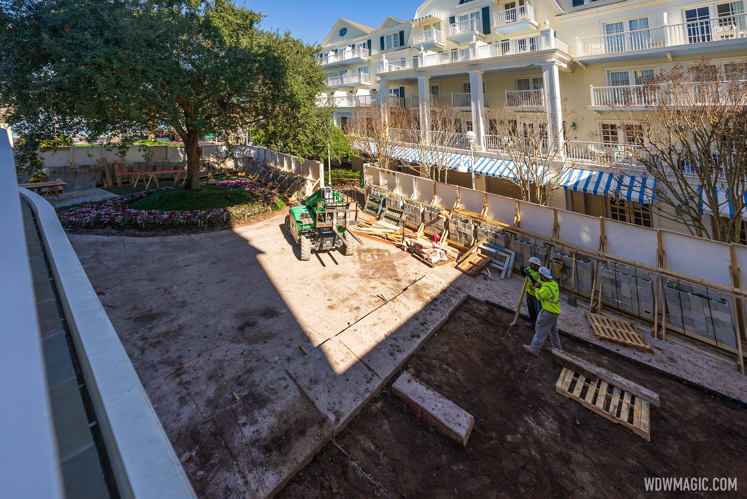 Major concrete work is underway at Disney's BoardWalk Inn