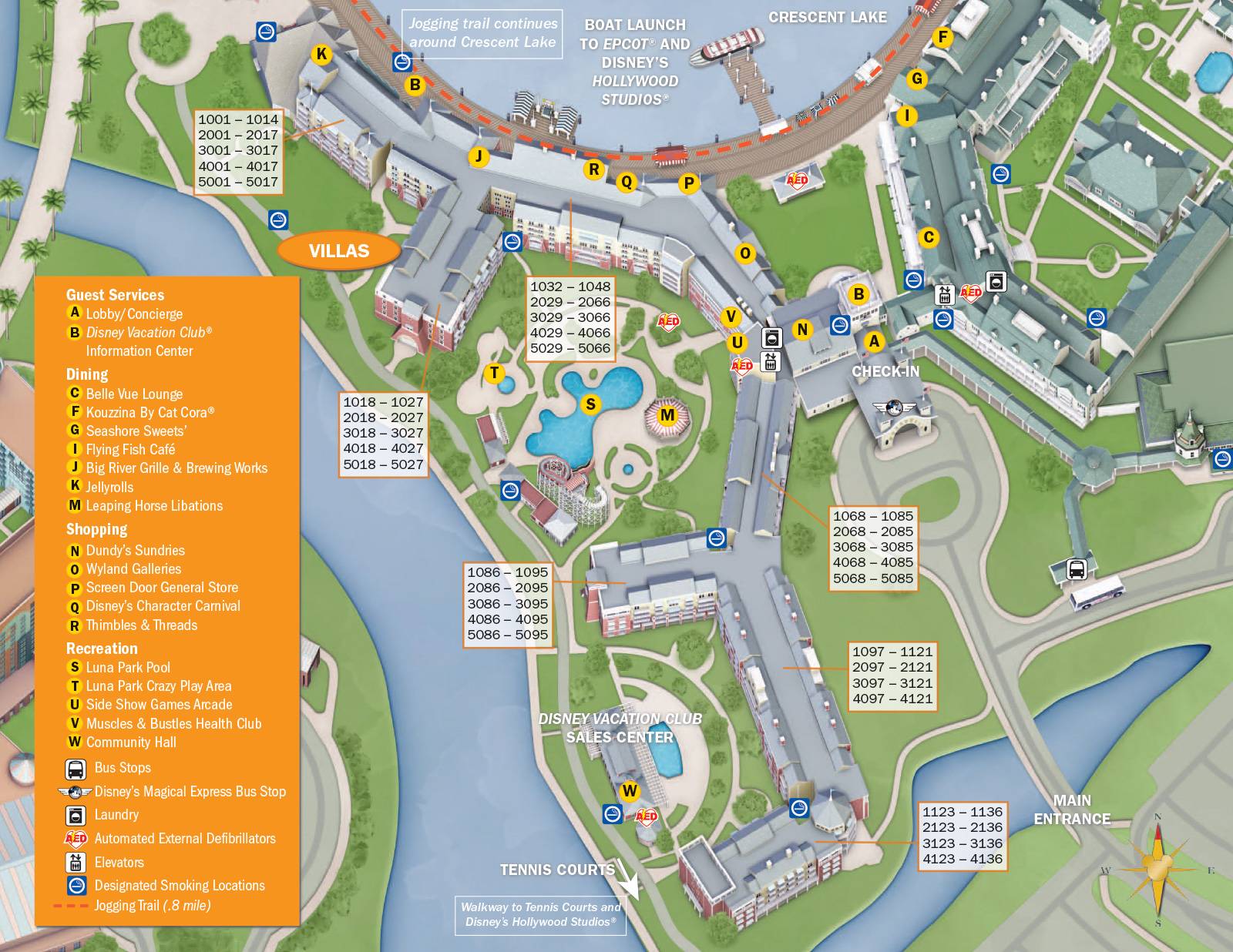 2013 BoardWalk Villas guide map