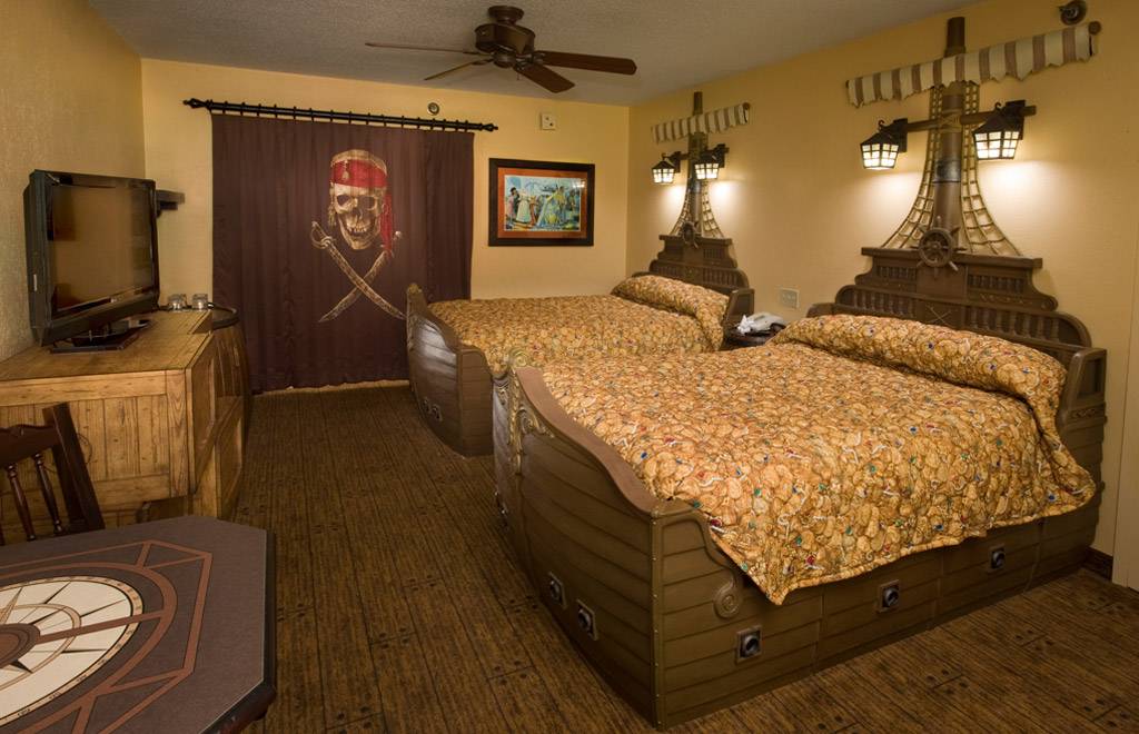 A look at a completed Pirates of the Caribbean room at the Caribbean Beach Resort